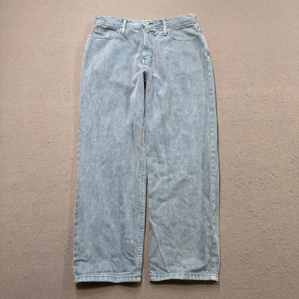 BDG Jeans Men's 32x27 Blue Light Wash Wide Leg Baggy Mid Rise Denim Bow Fit